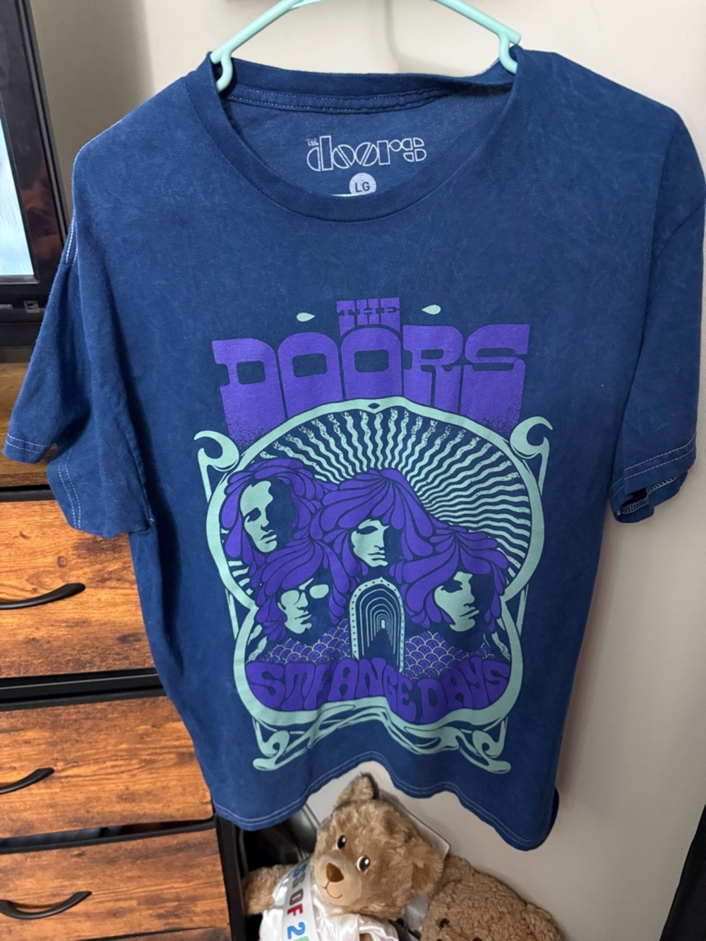 LG The Doors Graphic Tee in Navy with Purple & Mint Green Print